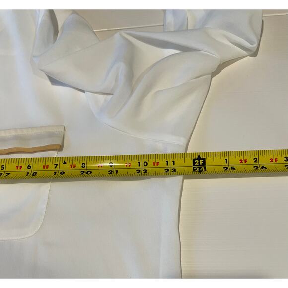 Kenar Cream Blouse NWT Contrast Trim Pockets Long Sleeves Split Neck Sz XL - Picture 11 of 11